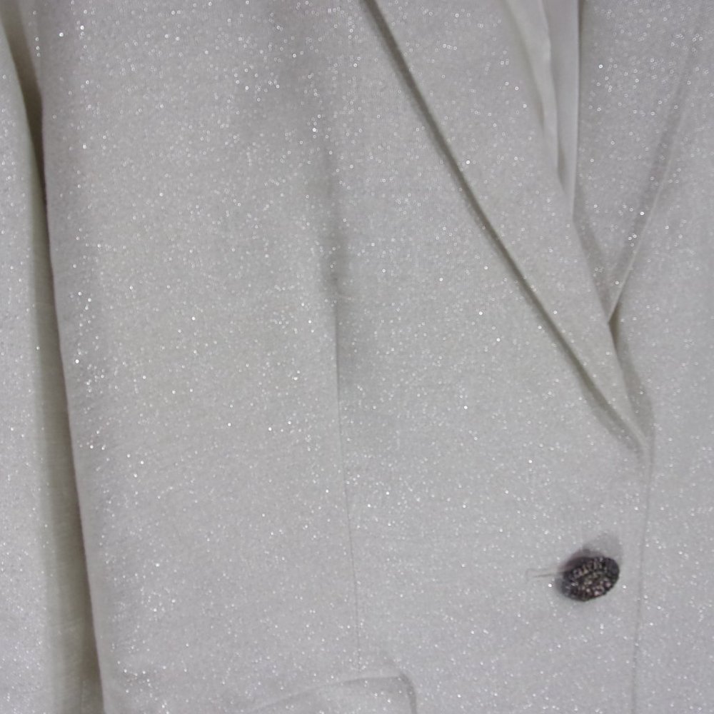 Linea White Linen Blend Jacket with Silver Metallic Sparkle Size L NWOT - Picture 2 of 4